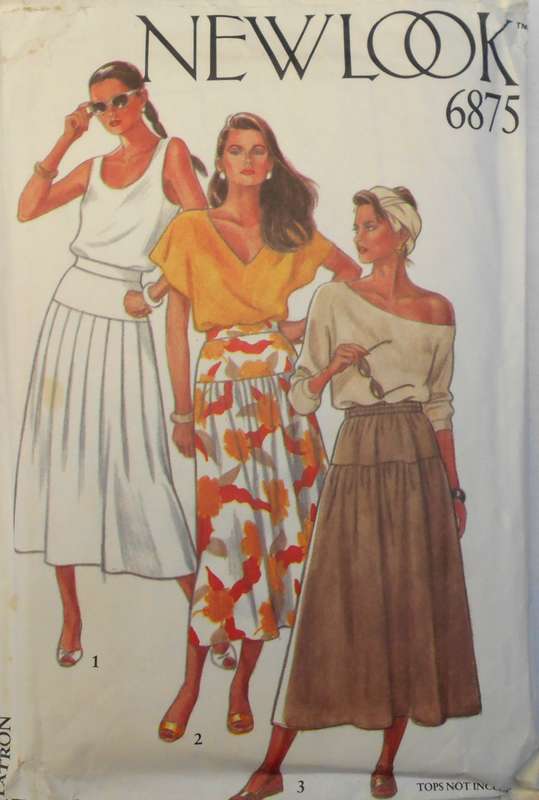 NEW LOOK PATTERNS 6875 YOKED SKIRTS SIZE 8-18 COMPLETE-CUT TO 18