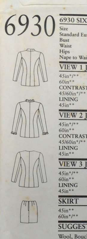 NEW LOOK PATTERNS 6930 V NECK JACKET & SKIRT SIZE 8-28 COMPLETE PART CUT ONLY SKIRT CUT