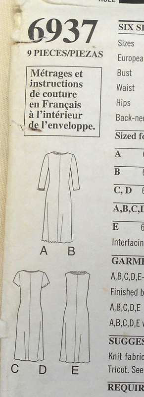 NEW LOOK PATTERNS 6937 V NECK DRESS WITH SLEEVE VARIATIONS SIZE 8-18 COMPLETE  CUT TO 18