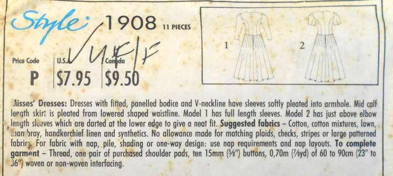 STYLE 1908 DRESSES WITH FITTED PANELLED BODICE SIZE 8-20 COMPLETE-UNCUT-F/FOLDED