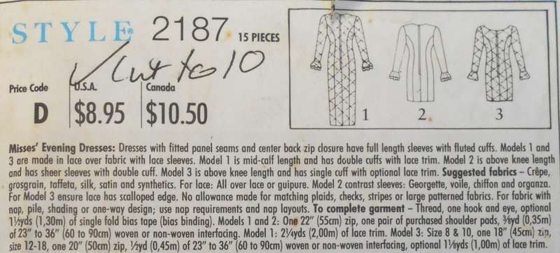 STYLE 2187 STUNNING EVENING DRESS SIZE 8-18 COMPLETE-CUT  TO 10