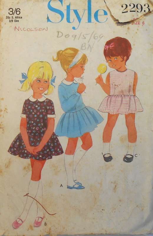 VINTAGE STYLE 2293 GIRLS DRESS WITH DROPPED WAIST SIZE 6 YEARS COMPLETE