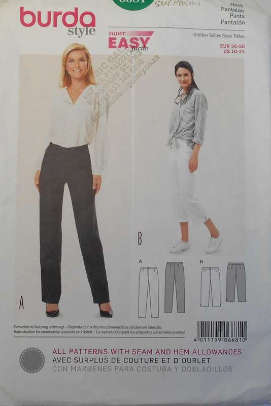 BURDA 6681 PANTS SIZE 10-24 COMPLETE CUT TO 12