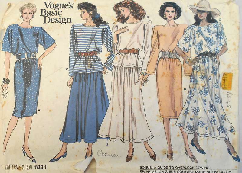VOGUE 1831 DRESS -TOP-SKIRT SIZE 8-10-12 COMPLETE CUT TO 12
