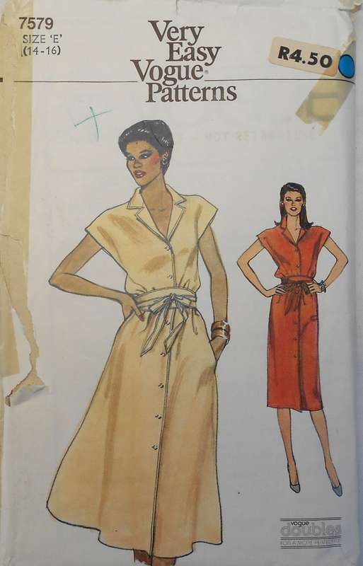 VOGUE 7579 LOOSE FITTING BLOUSON DRESS SIZE 14-16 MEDIUM COMPLETE