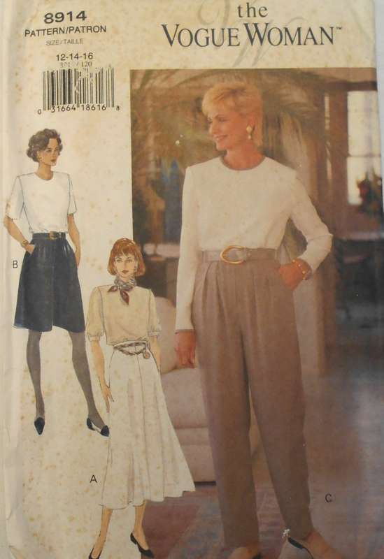VOGUE WOMAN 8914 SKIRT-PANTS-SHORTS SIZE 12-14-16 COMPLETE-UNCUT-F/FOLDED