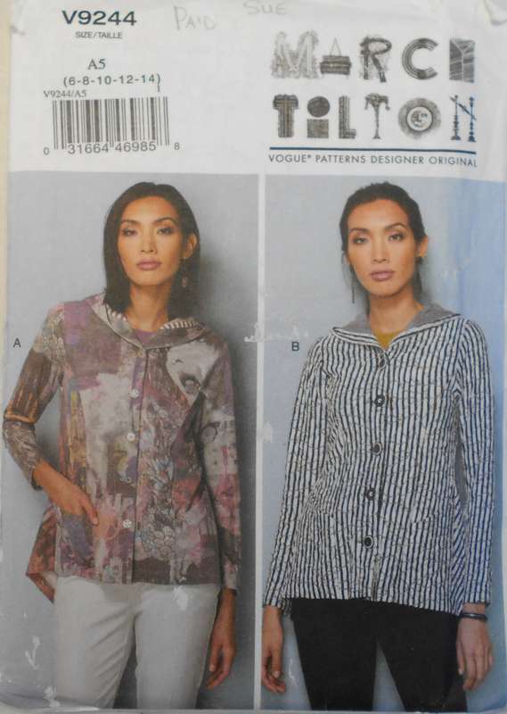 VOGUE V9244 SEMI FITTED UNLINED JACKET/ HOODIE SIZE 6-8-10-12-14 COMPLETE-CUT TO 10
