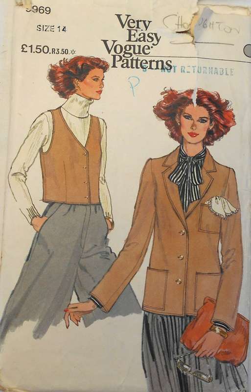 VOGUE 9969 JACKET & WAISTCOAT SIZE 14 COMPLETE-ZIPLOC