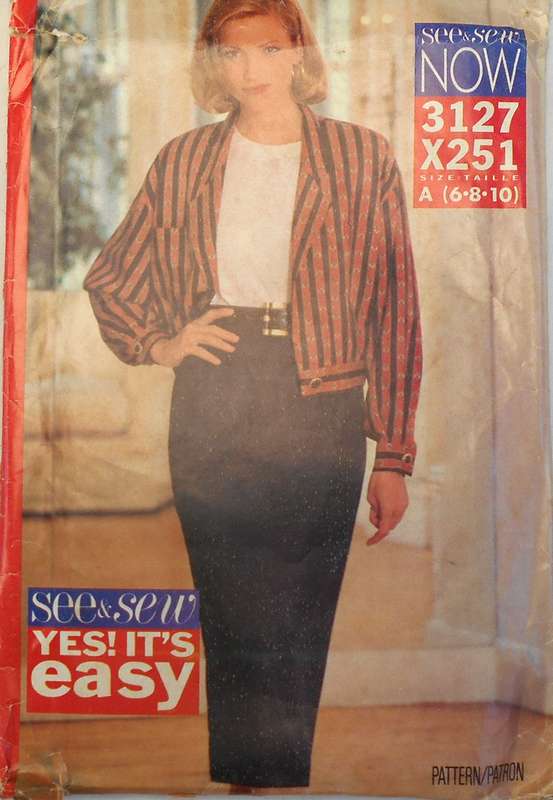 BUTTERICK 3127 JACKET-SKIRT-TOP SIZE 6-8-10 COMPLETE-UNCUT-F/FOLDED