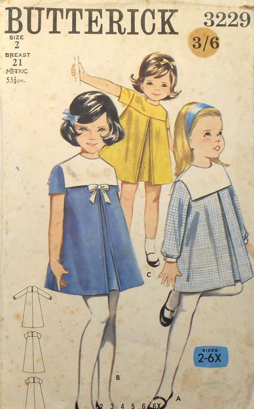 VINTAGE BUTTERICK 3229 GIRLS A LINE DRESS SIZE 2 YEARS BREAST 21 COMPLETE