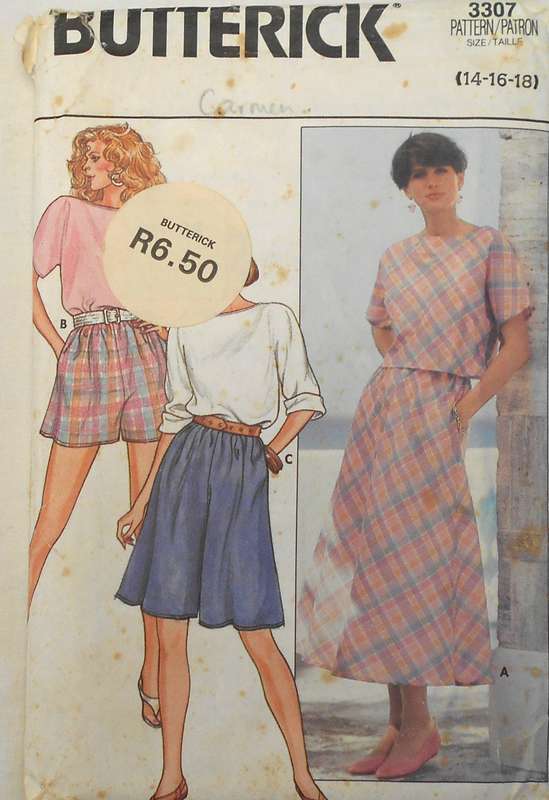 BUTTERICK 3307 TOP ONLY SIZE 18