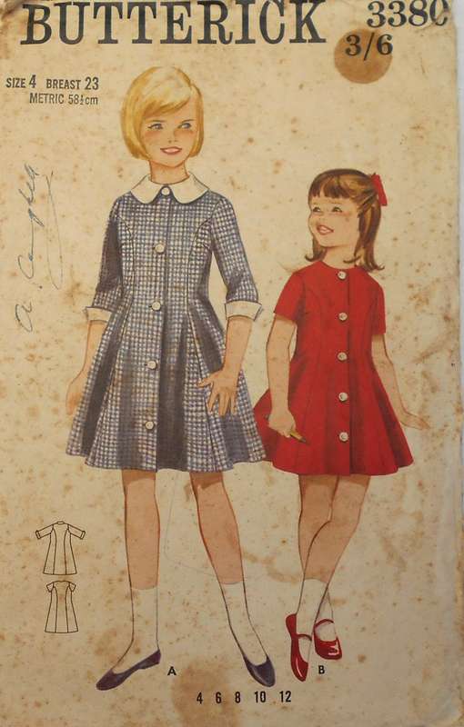 VINTAGE BUTTERICK 3380 GIRLS ONE PIECE DRESS SIZE 4 YEARS BREAST 23 COMPLETE