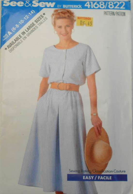 BUTTERICK 4168 DRESS SIZE 6-8-10-12-14-COMPLETE-UNCUT-F/FOLDED