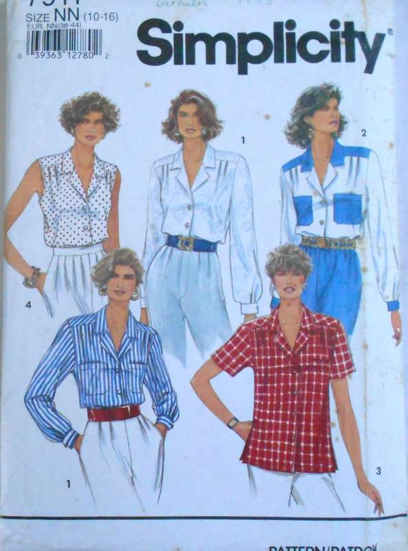 SIMPLICITY 7911 BLOUSE WITH SLEEVE VARIATIONS SIZE 10-16 COMPLETE-UNCUT-F/FOLDED