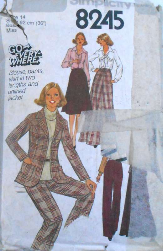 SIMPLICITY 8245 UNLINED JACKET-BLOUSE-PANTS-SKIRT SIZE 14 BUST 92 CM COMPLETE