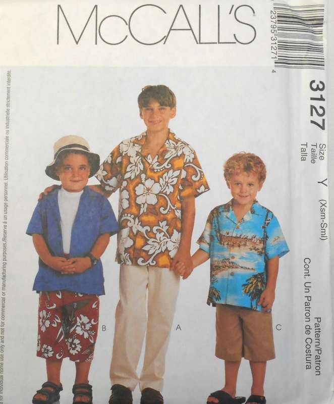 McCALLS 3127 BOYS SHIRT SIZE XS-S (3-6 YEARS) COMPLETE-UNCUT-F/FOLDED