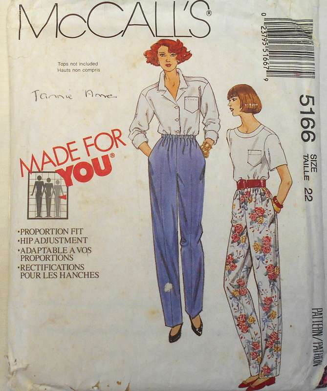 McCALLS 5166 PULL ON PANTS SIZE 22 COMPLETE
