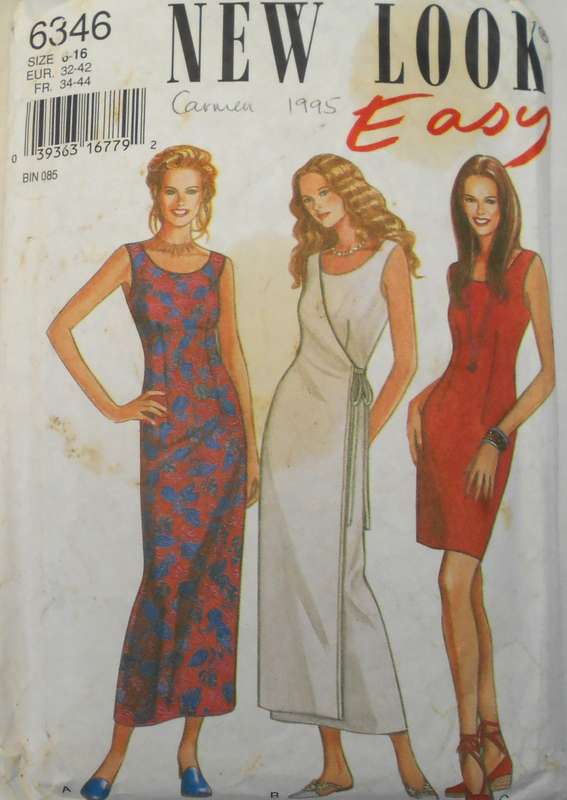 NEW LOOK PATTERNS 6346 DRESS WITH WRAP OVERLAY SIZE 6-16 COMPLETE CUT TO 14
