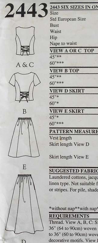 STYLE 2443 WAISTCOAT TIEBACK TOP & SKIRT SIZE 8-18 COMPLETE-CUT TO 18