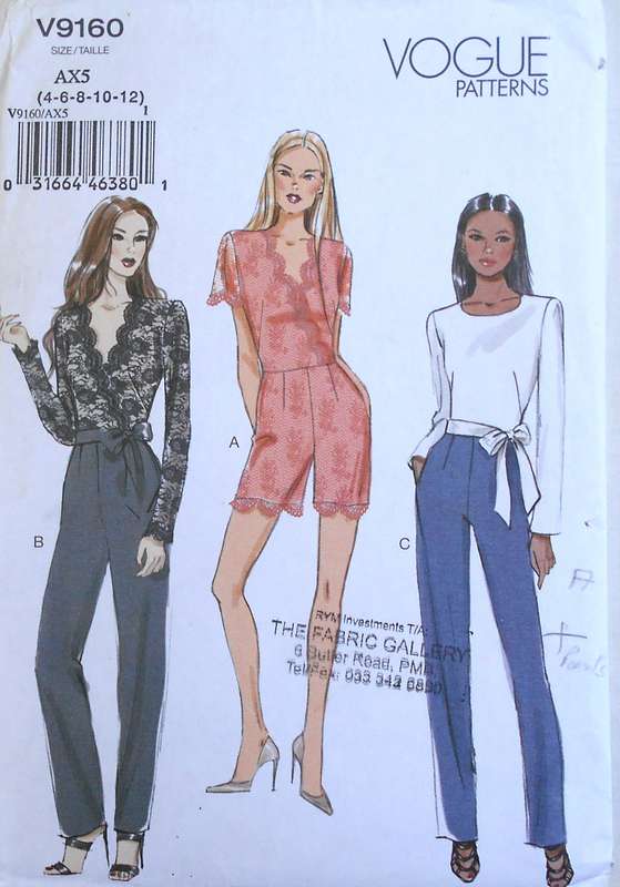 VOGUE V9160 JUMPSUIT & BELT SIZE 4-6-8-10-12 COMPLETE-UNCUT-F/FOLDED