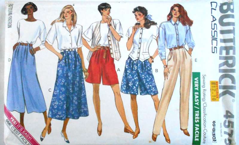 BUTTERICK 4575 SKIRTS-CULOTTES-PANTS SIZE 6-8-10 COMPLETE-CUT TO 10