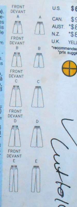 BUTTERICK 4575 SKIRTS-CULOTTES-PANTS SIZE 6-8-10 COMPLETE-CUT TO 10