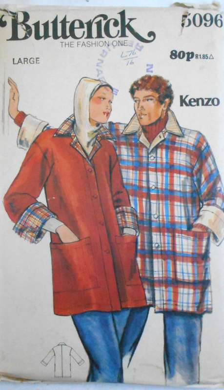 BUTTERICK 6096 MEN'S COAT SIZE LARGE 42-44 COMPLETE-UNCUT-F/FOLDED