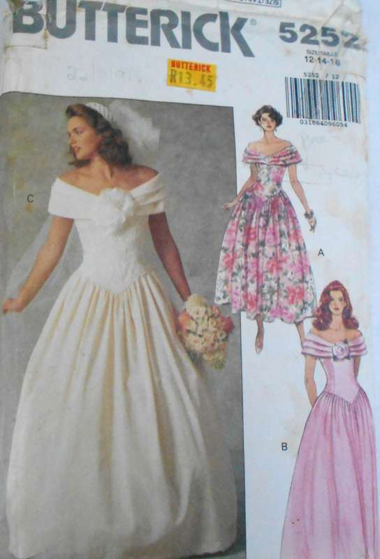 BUTTERICK 5252 BRIDAL GOWN & PETTICOAT SIZE 12-14-16 COMPLETE CUT TO 16