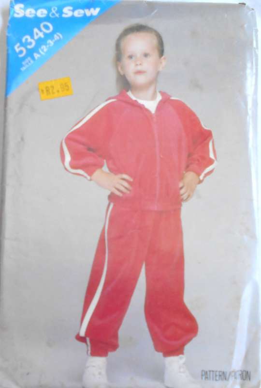 BUTTERICK 5340 CHILD TRACKSUIT JACKET & PANTS SIZE 2-3-4 YEARS COMPLETE CUT TO 4 YEARS