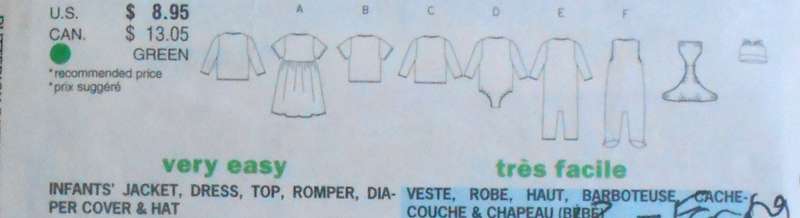 BUTTERICK 5896 INFANTS JACKET-DRESS-TOP-ROMPER-DIAPER COVER-HAT SIZE M-L-XL SEE LISTING