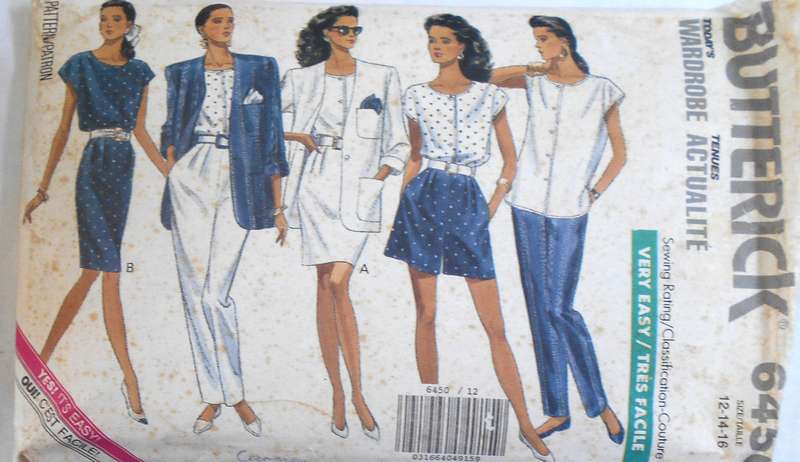 BUTTERICK 6450 JACKET-TOP-PANTS-SKIRT-SHORTS SIZE 12-14-16 SEE LISTING