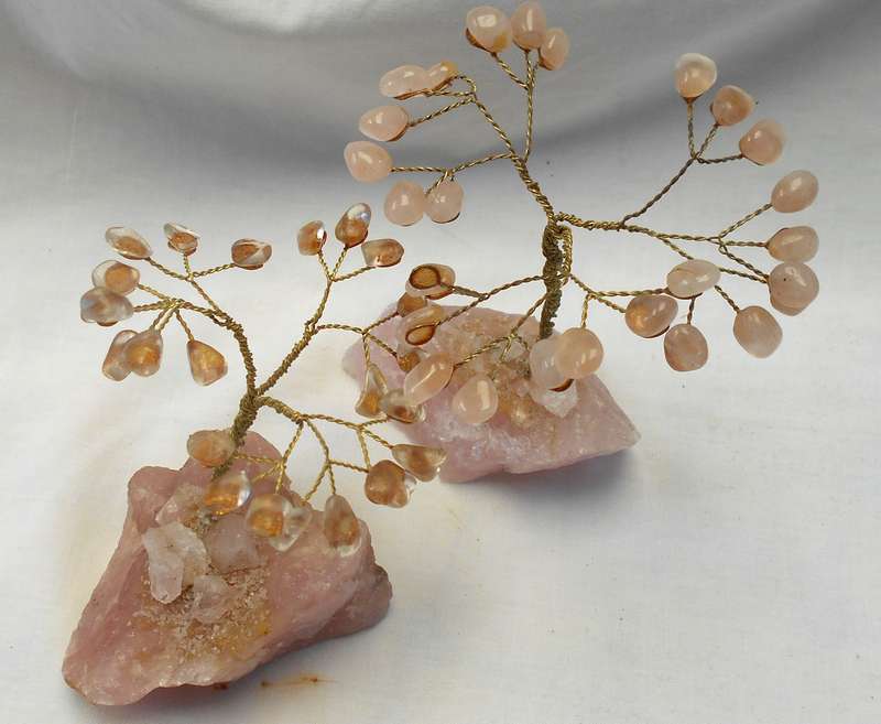 LOVELY PAIR OF ROSE QUARTZ TREES