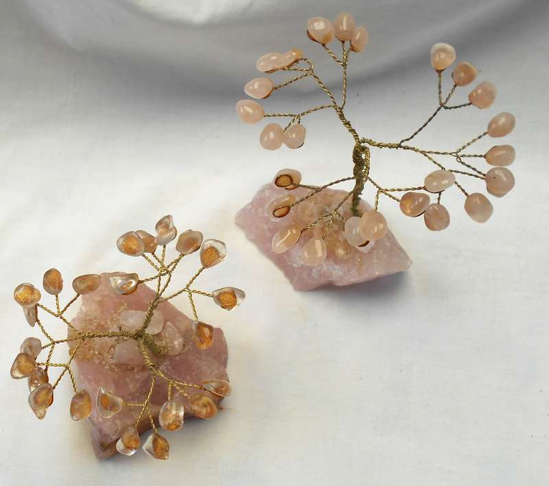 LOVELY PAIR OF ROSE QUARTZ TREES