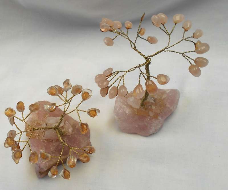 LOVELY PAIR OF ROSE QUARTZ TREES
