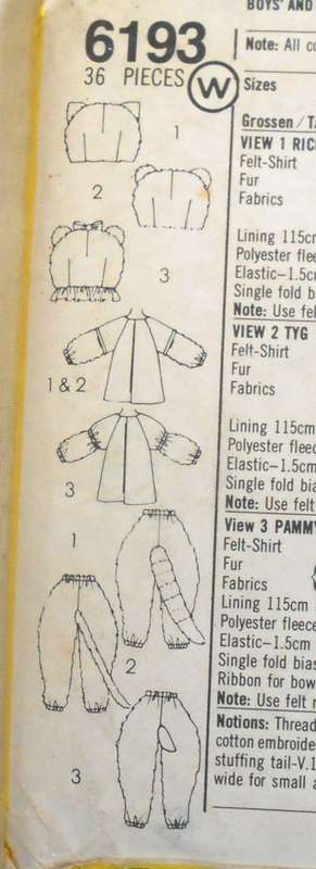 SIMPLICITY 6193 GIRLS & BOYS ANIMAL COSTUMES SIZE XL  12-14 YEARS COMPLETE-UNCUT-F/FOLDED