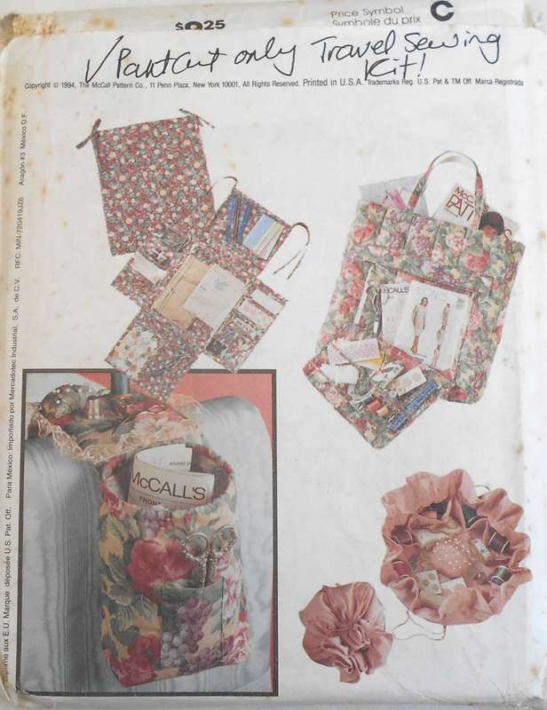 McCALLS CRAFT 7399 SEW ORGANIZED  COMPLETE-PART CUT - ONLY TRAVEL SEWING KIT CUT