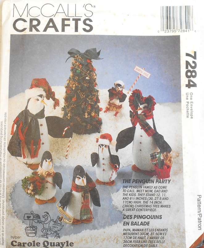 McCALLS CRAFT 7284 THE PENGUIN PARTY SIZES 12-11-6.5" COMPLETE-UNCUT-F/FOLDED