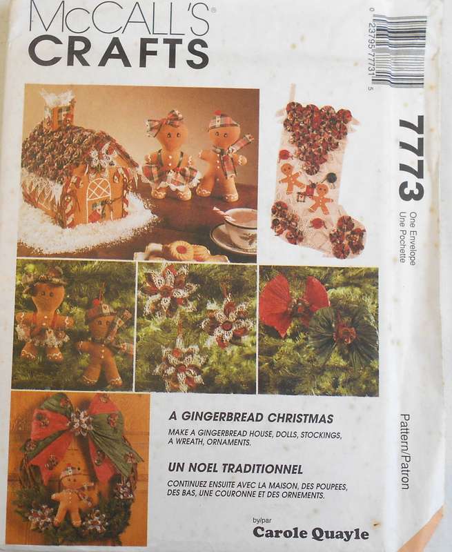 McCALLS CRAFT 7773 A GINGERBREAD CHRISTMAS COMPLETE-UNCUT-F/FOLDED