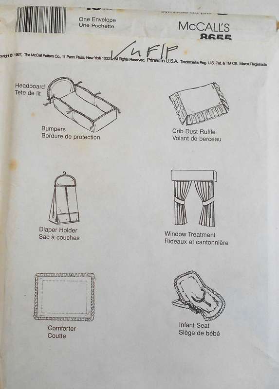 McCALLS HOME DECORATING 8655 BABY ROOM ESSENTIALS COMPLETE-UNCUT-F/FOLDED