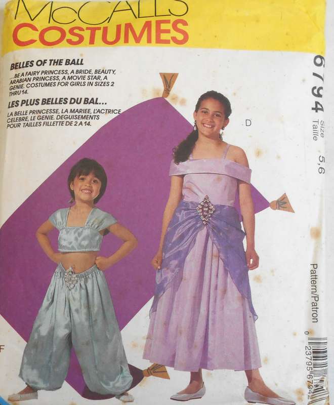 McCALLS COSTUMES 6794 BELLE OF THE BALL COSTUMES SIZE M 5-6 YEARS COMPLETE-PART CUT