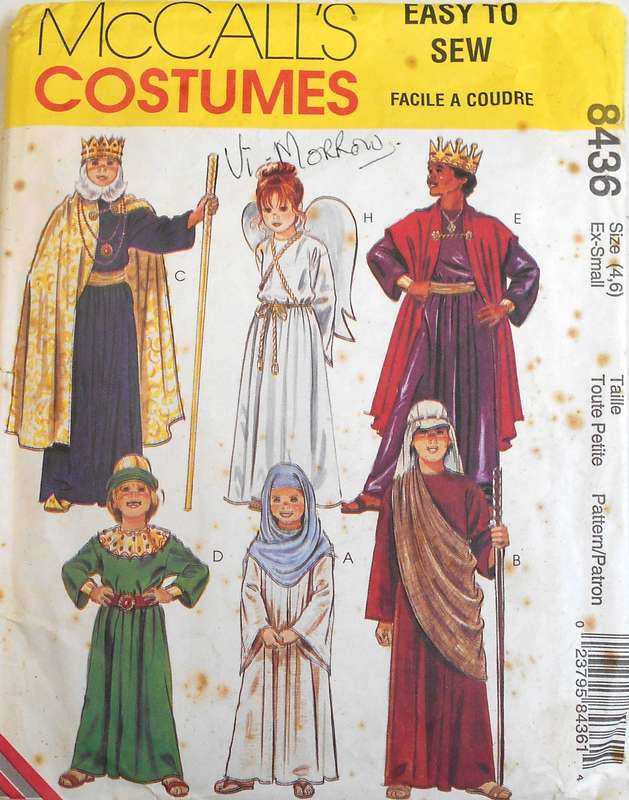 McCALLS COSTUMES 8436 NATIVITY COSTUMES SIZE EX S 4-6 YEARS COMPLETE-PART CUT