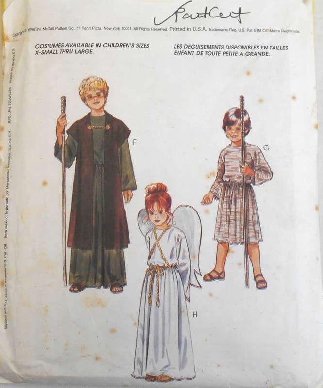 McCALLS COSTUMES 8436 NATIVITY COSTUMES SIZE EX S 4-6 YEARS COMPLETE-PART CUT