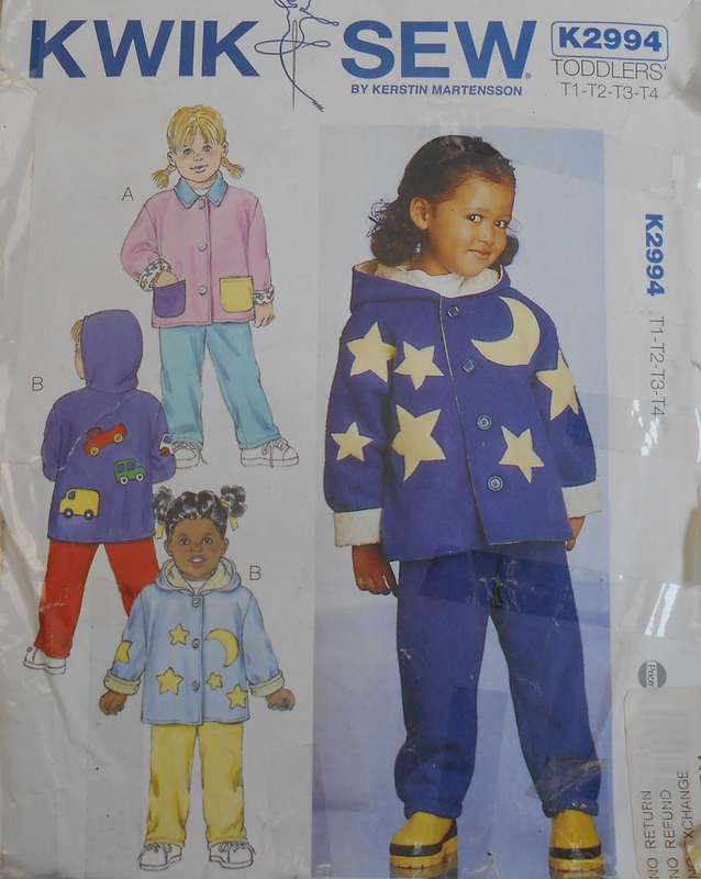 KWIK SEW K2994 TODDLER JACKET & PANTS SIZE 20-21-22-23 CHEST SEE LISTING