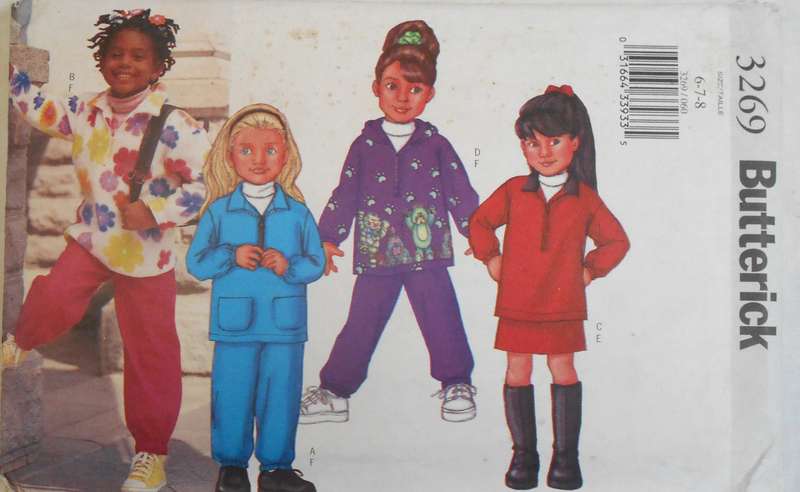 BUTTERICK 3269 KID TOP-SKIRT-PANTS SIZE 6-7-8 YEARS - NO COLLAR PATTERN