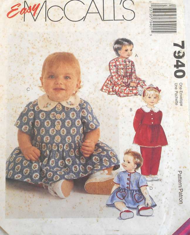 McCALLS 7940 INFANTS TOP-PULL ON PANTS-PULL ON SHORTS SIZE 13-24 LBS COMPLETE-UNCUT-F/FOLDED