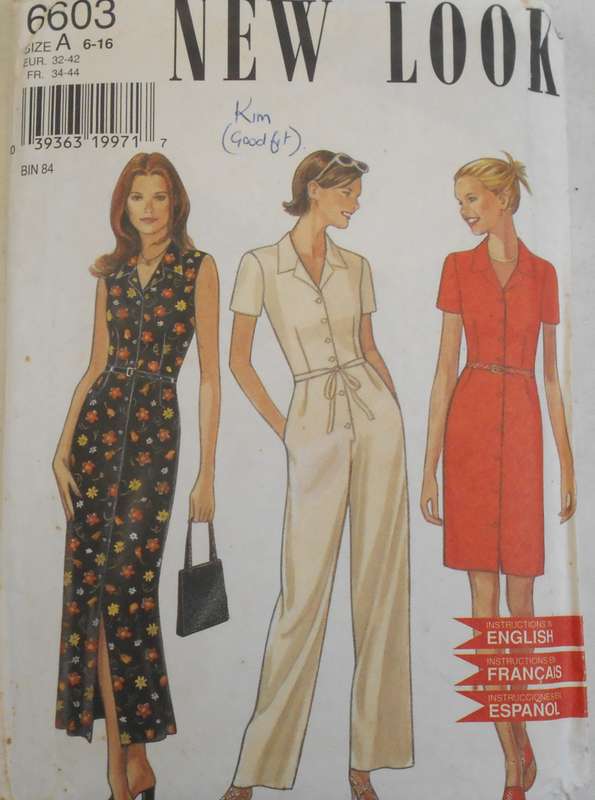 NEW LOOK PATTERNS 6603 FITTED DRESS & JUMPSUIT WITH BELT SIZE 6-16 COMPLETE-CUT TO 12