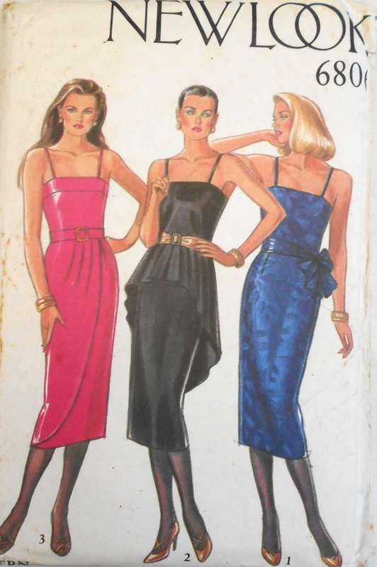 NEW LOOK PATTERNS 6806 STUNNING SHOESTRING STRAP DRESS WTH OVERLAY SIZE 6-16 COMPLETE-CUT TO 16
