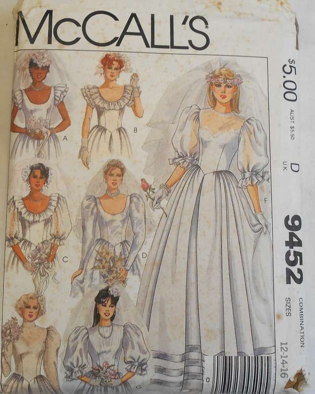 McCALLS 9452 BRIDAL GOWN SIZE 12-14-16 COMPLETE-PART CUT TO 16