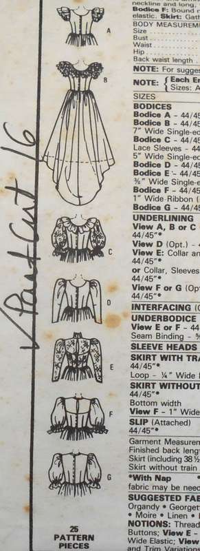 McCALLS 9452 BRIDAL GOWN SIZE 12-14-16 COMPLETE-PART CUT TO 16