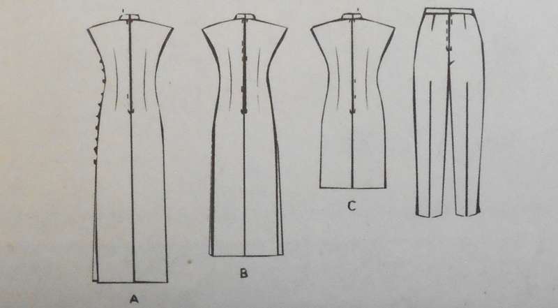 McCALLS 7412 SEMI FITTED DRESS WITH MANDARIN COLLAR-PANTS SIZE 8-10-12 COMPLETE-UNCUT-F/FOLDED